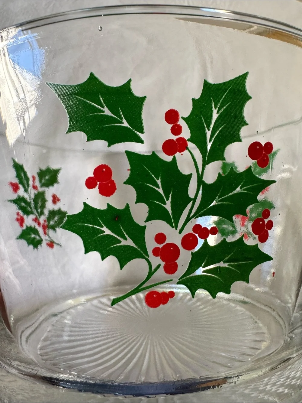 Vintage Indiana Glass Holly Berry Clear Glass Bowl | Ice Bucket | 1960s HTF